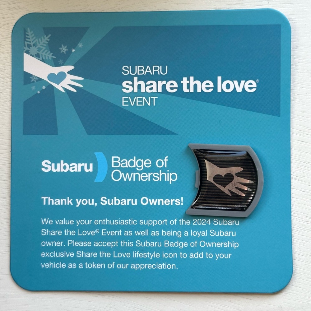 NWT 2024 Subaru Share the Love Badge of Ownership Car Accessory Limited Edition